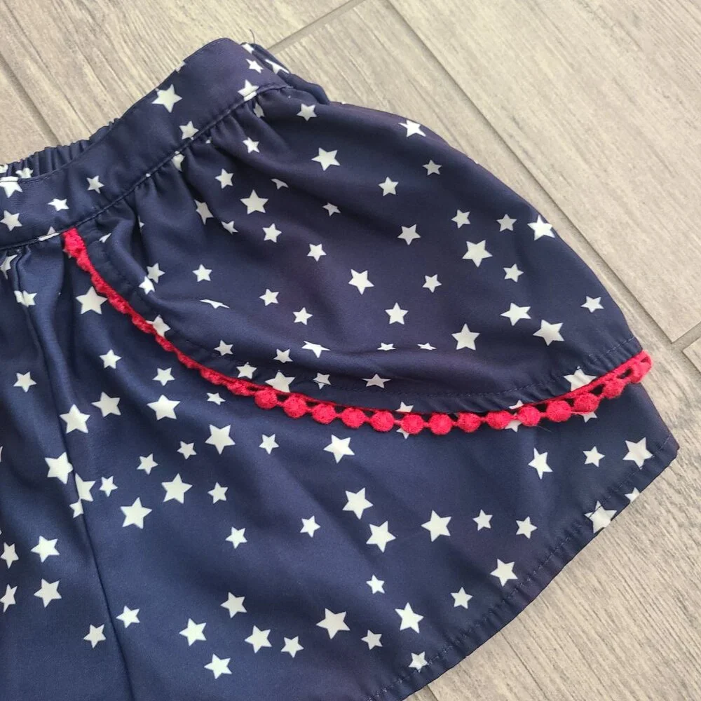 🏷 3/$15 or 5/$20 Disney toddler girls shorts navy blue w/white stars size 5T - Picture 4 of 7